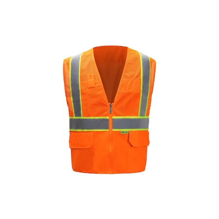 2W International Hi-Vis Safety Vest 4XL Class 2 U Back, , Zipper 4 Pockets MS330C-2 4XL